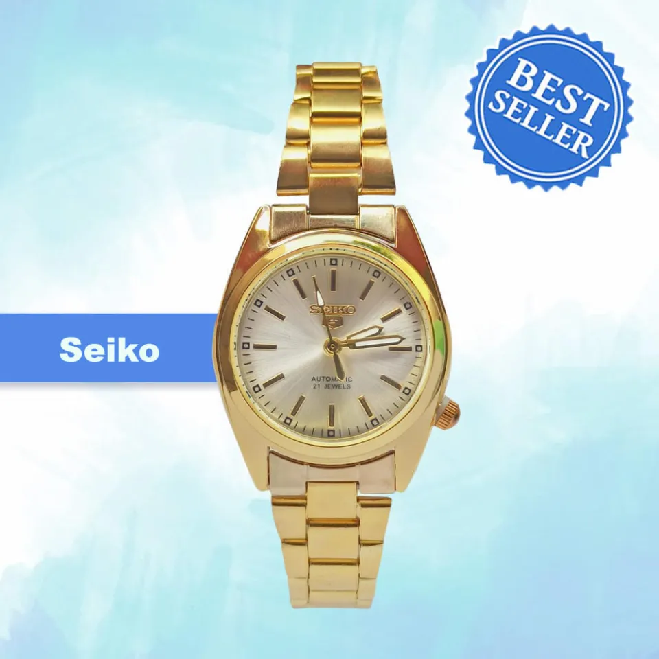 Seik0 5 Quartz 21 Jewels All Gold Stainless Steel Watch for Women