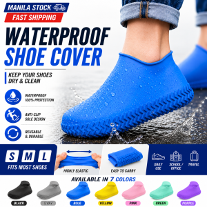 BIN LU Silicone Shoe Cover Waterproof Shoe Cover Thick Silicone Rain Shoe Cover Reusable Anti Slip Shoe Protector Stretchable Waterproof Boot Cover Foldable Portable for Men Women School Office Travel S M L