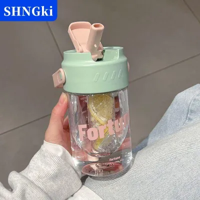 [COD] SHNGki Chai nước thể thao dung tích lớn 600 800ml có ống hút ẩn cầm tay kín cốc nhựa chống rò rỉ cắm trại du lịch ngoài trời