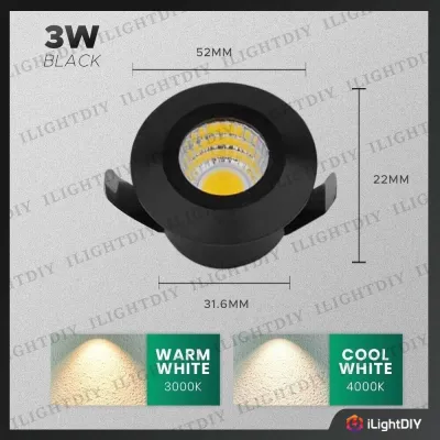 3W MINI LED EYEBALL CABINET RACK / DISPLAY SHOWCASE MINI LED RECESSED SPOTLIGHT