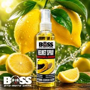 BEST SELLER BOSS HELMET SPRAY DEODORIZER & DISINFECTANT 100ML Citrus Lemon Bubble Gum Lavender Scent Motorcycle Helmet Cleaner Sanitizer Odor Eliminator Freshener Germ Bacteria Remover Helmet Interior Care Motorbike Gear Cleaning Spray