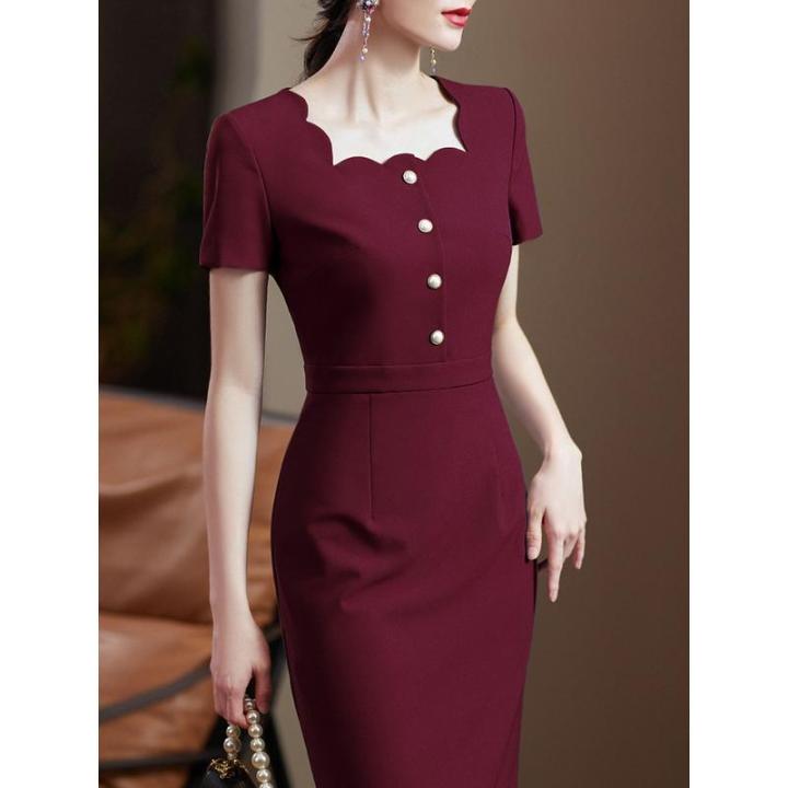 Summer Fashion Styles Short Sleeve Slim Dresses For Women Business