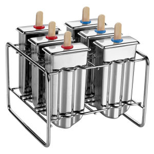 Popsicle Mold Stainless Steel Ice Cream Mold with Holder Rack Ice Lolly Mold Homemade Freeze Lolly Popsicle Maker