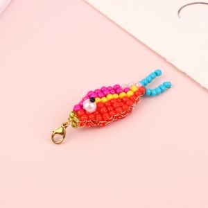 LYM 1pcs Colorful Bead Small Fish Pendant Keychain Phone Case Bag Charms Backpack Accessories Bag Pendant