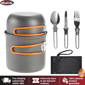 [Vodool Tool Outlet] Outdoor Pot Tableware Kit Aluminum Alloy Camping Cooking Set with Handle Lightweight Cookware Kit for Camping 1-2 Persons