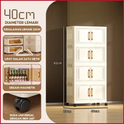 Eatkit Lemari Plastik Lipat 2-5 Susun Rak Pakaian Penyimpanan Serbaguna Wardrobe Storage