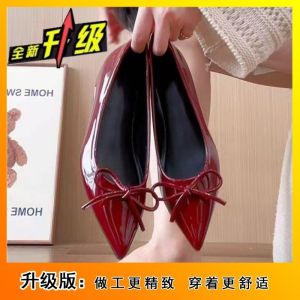 Free Shipping 2026 Autumn/Winter New Collection: Comfortable Flat Bow Evening Shoes Gentle Pointed-Toe Design Hidden Heel For Added Height Perfect For Petite Women