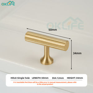 [OKLIFE. SG]Solid Brass Furniture Handles Kitchen Cabinet Door Handle Pull Vertical lines Solid Brass Drawer Knobs T bar Handle