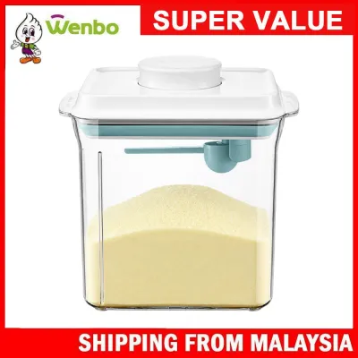 WENBO 1700ml Rectangle Ankou Baby Milk Powder Push-type Sealed Jar With Scraper Food Storage Jar Food Container 1700ml方形安扣婴儿奶粉按压式密封罐子带刮刀食物储存罐 1700ml Segi Empat Ankou Susu Bayi Serbuk Jenis Tolak Balang Tertutup Balang Dengan Pengikis Penyimpanan makanan