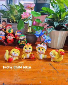 Bộ 04 tượng Rắn vàng 7cm phong thủy cao cấp