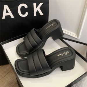 รองเท้าส้นสูง รองเท้าแตะ รองเท้าใส่ทำงาน เสริมส้น ใส่สบาย ไม่ลื่น พร้อมส่ง E-2323