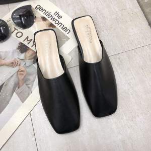 [Free Shipping] 2026 New Spring/Summer Square-Toed Retro Granny Shoes Closed-Toe Sandals Korean Style Flat Lazy Half-Slippers For Women Suitable For Outdoor Wear
