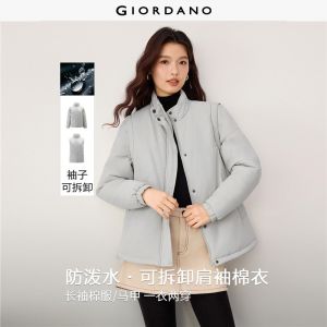 Giordano Beau Monde Women Detachable sleeve 2-way wear padded jacket Free Shipping 13376647
