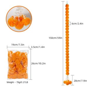 URBAG เส้นยาวเทียม พวงมาลัยดาวเรือง ดอกดาวเรือง 1.5เมตรค่ะ ของตกแต่งบ้าน ที่มีคุณภาพสูง งานแต่งงานพูจา ต้นไม้ปลอมปลอม สำหรับวันฮาโลวีนของคนตาย