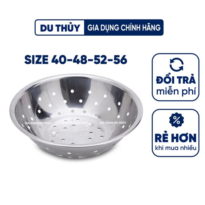 Rổ inox tròn Hala, loại lớn, dày, đường kính 40-56 cm, miệng bo tròn an ...