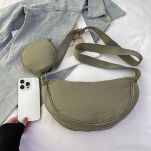 HEFEI Nylon Hobos Crossbody Bag with Coin Purse Underarm Bag Handbag Dumpling Bag Fashion Commute Half-moon Bag Girls
