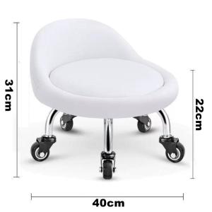 Swivel Low Stool With Wheels Small Chair Childrens Round Stool With Cushion Foot Pulley Home Sofa Mini Stool