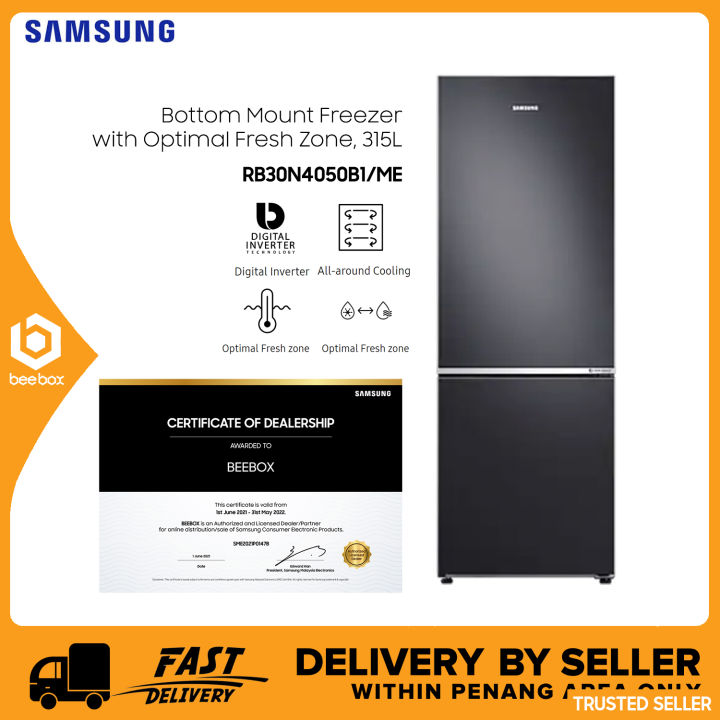 Samsung RB30N4050B1/ME Bottom Mount Freezer with Optimal Fresh Zone, 315L Inverter