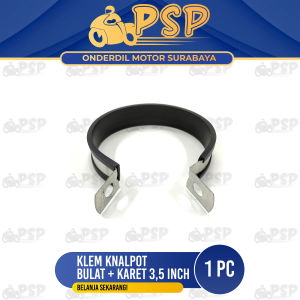 Klem Knalpot Bulat + Karet 35 Inch - Bracket Breket Silincer Karet Pelindung Sabuk Kenalpot Univer