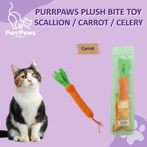 PurrPaws Plush Bite Toy: Scallion / Carrot / Celery (Mainan Kucing Gigitan: Daun Bawang / Lobak Merah / Seledri