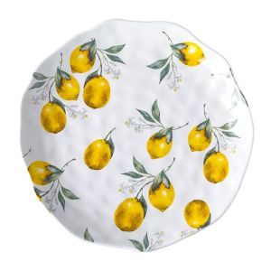 HDTRJ Irregular Shape Ceramic Dinner Plate Stackable Nordic Style Salad Platter Creative Lemon Pattern Dessert Cake Plate Home Restaurant