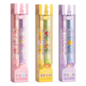 2 Pcs Retractable Ballpoint Pen 0.5mm Writing Pen Lovely Ballpoint Pen Black Ink Press Pen for Student Teacher