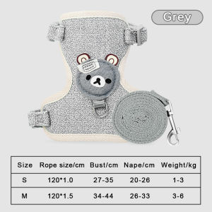 CHONG CHONG Pet Dog Harness with Leash Cute Bear Pattern Harness for dog cat rabbit