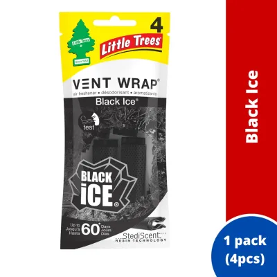LITTLE TREES Car Air Freshener | Vent Wrap Provides Long-Lasting Scent Invisibly Fresh | Vanillaroma | Black Ice | Strawberry