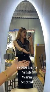 ZIVON LED Full Length Mirror with Lights Irregular Oval Wall Mounted Mirror Modern Illuminated Standing Mirror with Warm LED Backlight and Touch Sensor Switch Decorative Bedroom Bathroom Living Room Mirror Free Compensation for Damaged Items Cash on