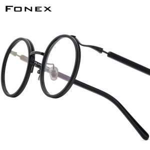 FONEX Acetate Titanium Glasses Frame Men Brand Design Vintage Retro Round Eyeglasses Women Full-Rim Japanese High-Quality Ultralight Custom Optical Eyewear 85665