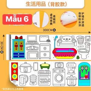 TRANH TÔ MÀU CUỘN DÀI 3M CÓ THỂ CẮT DÁN CHO BÉ