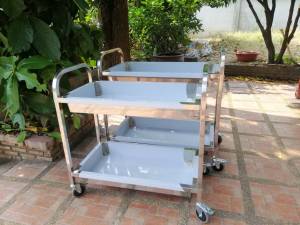 รถเข็น รถเข็นเก็บจาน 2 ชั้นสแตนเลส รถเข็นของ แข็งแรงทนทาน มี 2 ขนาด: M(ขนาด 85*45*90 cm) / L(ขนาด 95*50*95 cm)