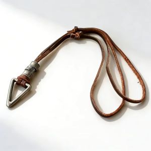 Vintage Men Women Triangle Adjustable Leather Cord Necklace Pendant Jewelry Christmas Gift Initial Necklace