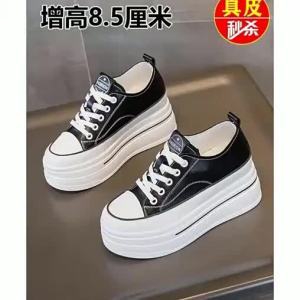 Brand Name Casual Cross Strap Color Block Womens Shoes Increased Height Inner Design Leather Platform Sports Flat Shoes