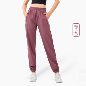 ＜1105＞2024 New Cross-Border Loose Track Pants Women   European and American Zipper Pocket Casual Fitness Running High Waist Fitness Pants