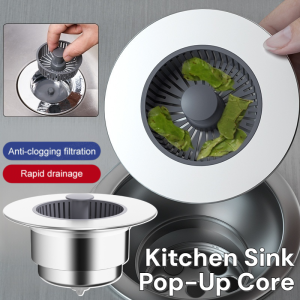 Kitchen Stainless Steel Sink Water Leakage Plug Anticlogging Strainer Sink Drain Strainer Sink Filter With Water Plug Sink Pop-Up Core