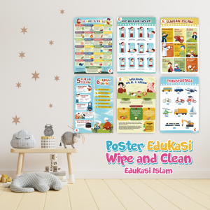 Raja Kidzone Poster Edukasi Anak Wipe and Clean Abjad | Angka | Hijaiyah | Tata Surya