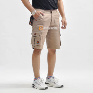 Distroid Celana Chinos Cargo Pendek Pria Katun Dewasa Cowok Casual Stretch Melar