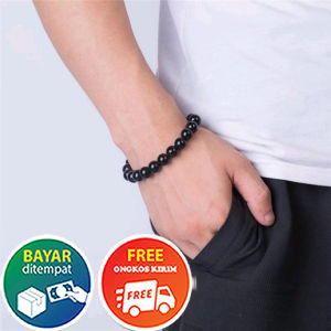 Gelang Batu Giok Hitam Dim 8mm