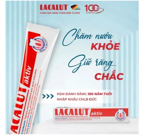 Kem đánh răng Lacalut Aktiv nhập khẩu từ Đức - Sạch và thơm miệng cho nướu chắc khoẻ giảm viêm chân răng (Date tháng 3.2028)