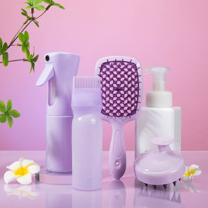 Scalp Care Tool 4-Piece/Kit Shampoo Brush Massage Comb Spray Bottle Hair Styling Essential