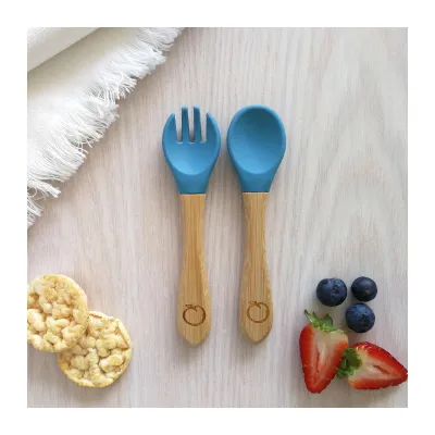 Bubba Blue Plum Bamboo Spoon And Fork Set - Teal