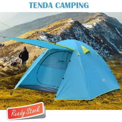 Tenda Camping Double Layer Ganda Outdoor Kapasitas 2 Orang Dewasa Waterproof Kemping Kemah Lipat 140 x 200 cm S003