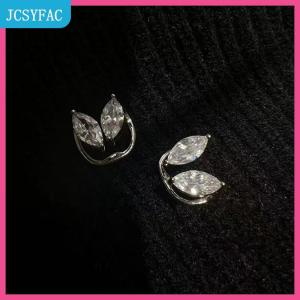 JCSYFAC  Khuyên kẹp vành tai đá zircon lấp lánh cho nữ không cần bấm lỗ hoa tai dạng kẹp có tua rua trang sức cưới