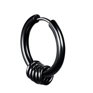 [SG Local Seller] Men Women Non-Embroidered Steel Small Loop - Shaped Thread Earrings (10mm)