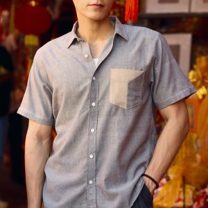 (JUN) Easterner Short Sleeves Shirt เสื้อเชิ้ตผู้ชายแขนสั้น