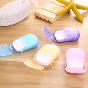 20pcs Travel disposable soap flakes boxed soap paper portable soap flakes mini soap paper