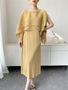 L-1074F# One Size (45-75kg) Sanzhai Spring And Summer WomenS Youthful-Looking Loose Plus Size Mid-Length Pleated Dress