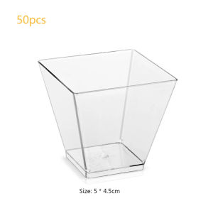 50pcs 60ml Square Plastic Dessert Cups Clear Mousse Cups Cake Cups for Jelly Mousse Ice Cream Cups