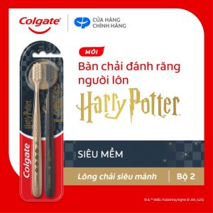 Bộ 2 Bàn chải Colgate Harry Potter cho người lớn lông chải siêu mềm mảnh chải sạch dịu nhẹ